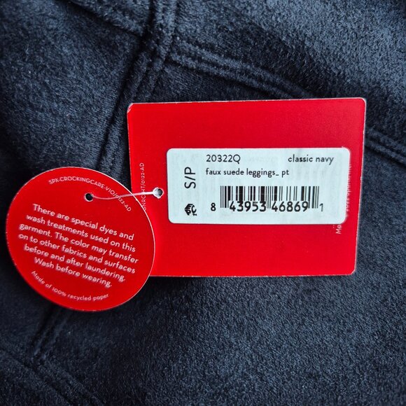 NWT SPANX Faux Suede Ankle Legging Seamed Pull-On Stretch Classic Navy - Picture 6 of 11